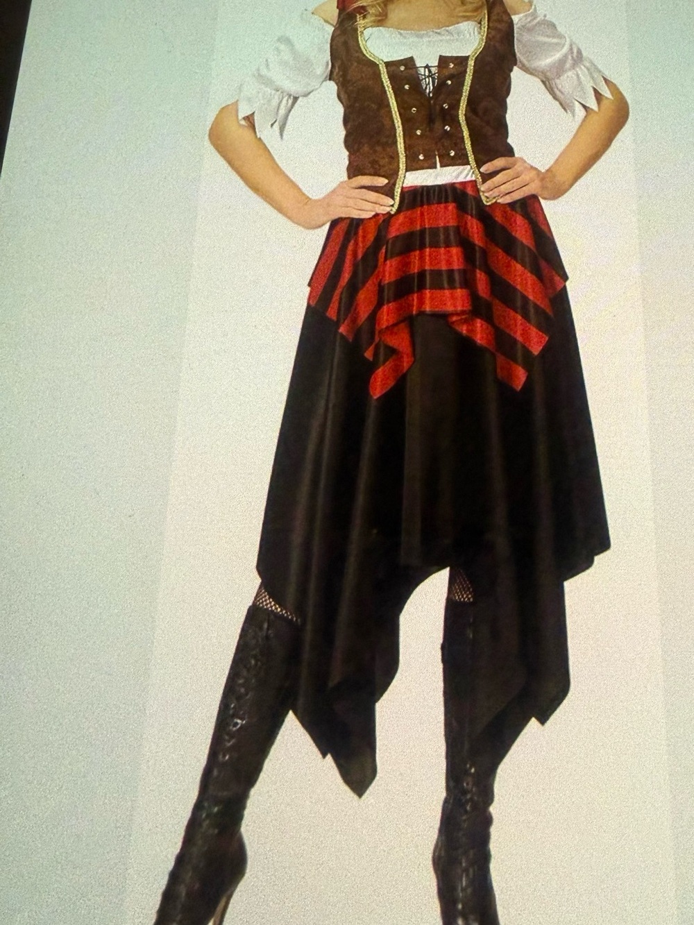 Kids Pirate Costume Skirt and Vest Set - Black & Red